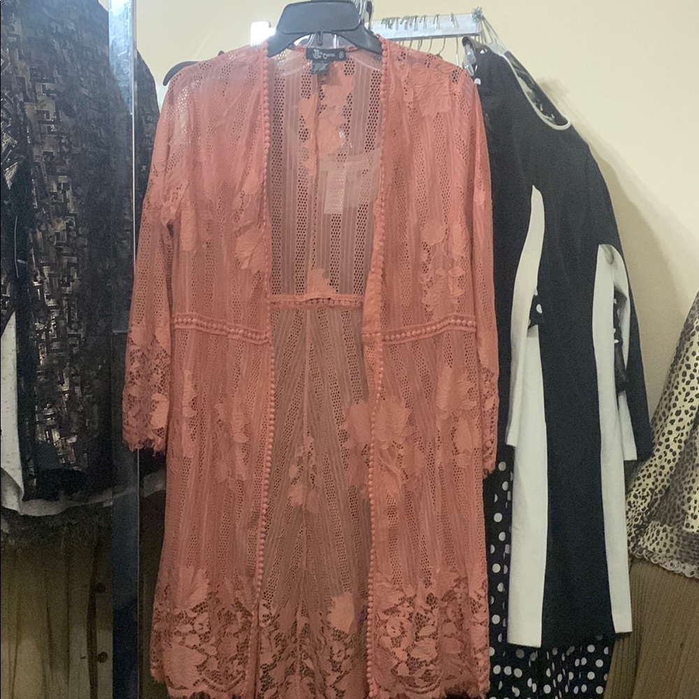 Miss Chievous Coral Lace Cardigan
